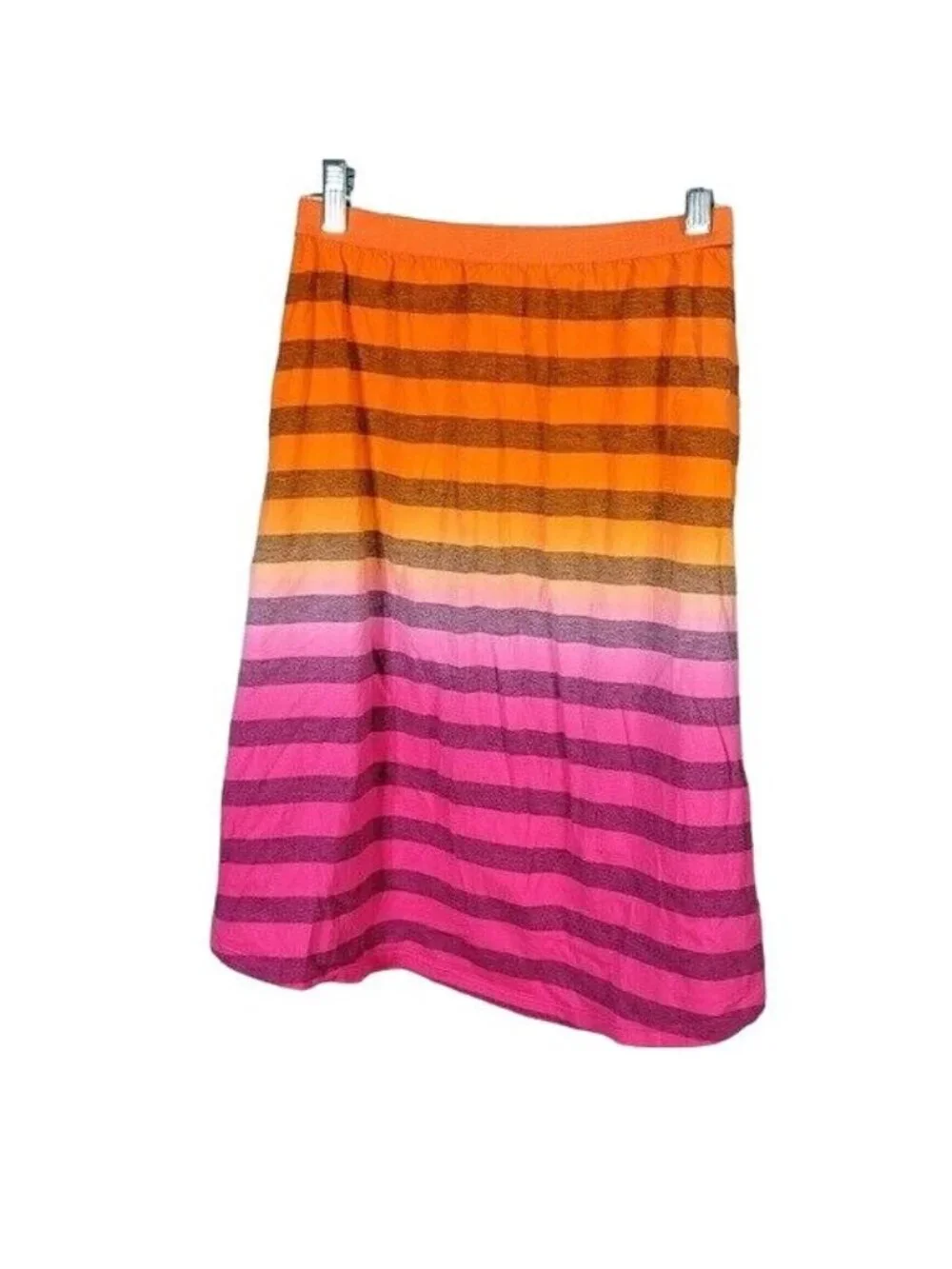 Children's Place Girls Hi Lo Pull On Skirt Pink Orange Large Stripe Cotton Ombre